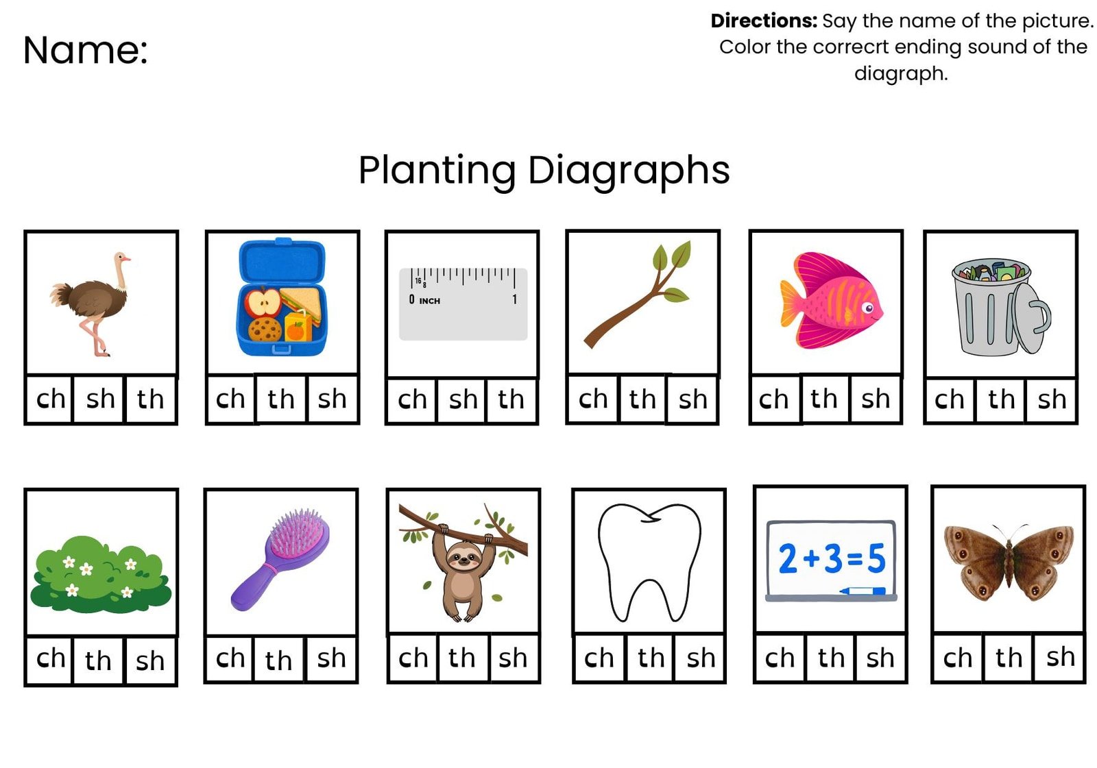 Planting Digraphs Set, Montessori language work