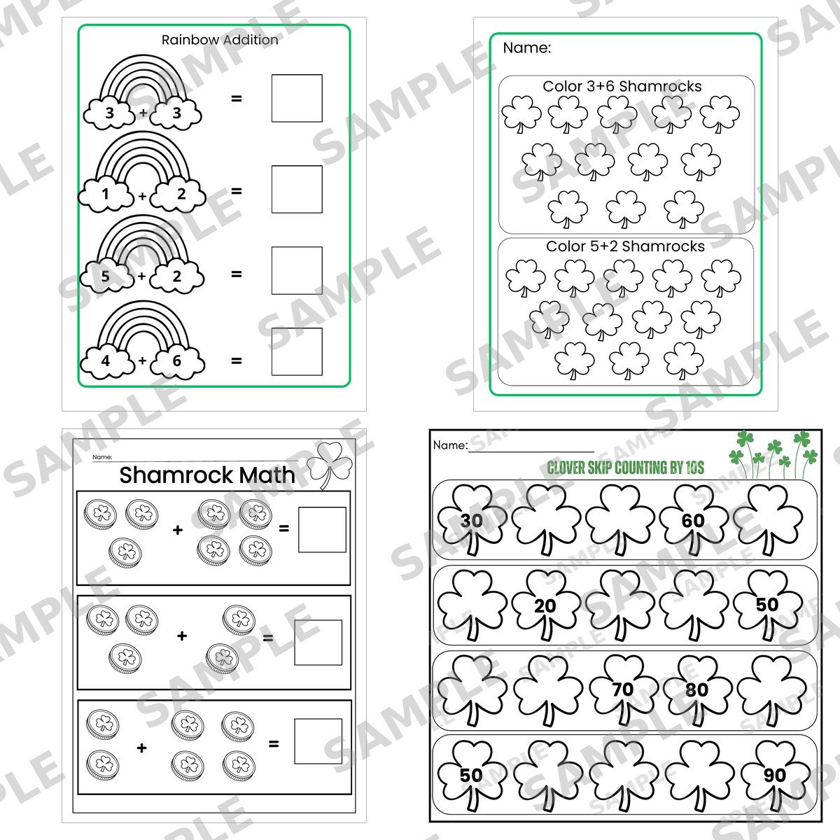 St. Patrick's Day Worksheets, Montessori printable work